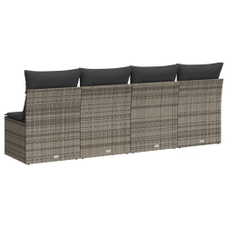 Sofa ogrodowa z poduszkami, 4-osobowa, szara, polirattan