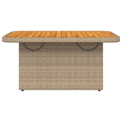 Stół ogrodowy, beżowy, 90x55x71 cm, polirattan i akacja