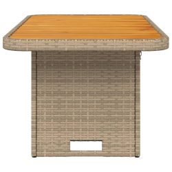 Stół ogrodowy, beżowy, 90x55x71 cm, polirattan i akacja