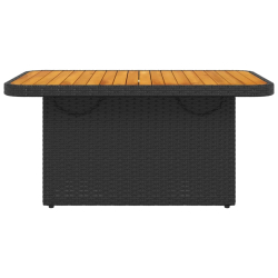 Stół ogrodowy, czarny, 90x55x71 cm, polirattan i akacja