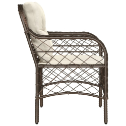 Krzesła ogrodowe z poduszkami, 2 szt., brązowe, rattan PE