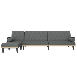 Sofa rozkładana L, ciemnoszara, 260x140x70 cm, tkanina