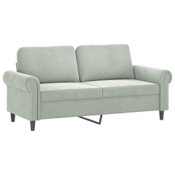Sofa 2-osobowa, jasnoszara, 140 cm, tapicerowana aksamitem
