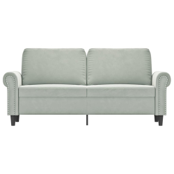 Sofa 2-osobowa, jasnoszara, 140 cm, tapicerowana aksamitem
