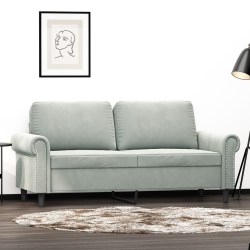 Sofa 2-osobowa, jasnoszara, 140 cm, tapicerowana aksamitem