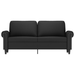 Sofa 2-osobowa, czarna, 140 cm, tapicerowana aksamitem