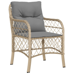 Krzesła ogrodowe z poduszkami, 2 szt., mieszany beż, rattan PE