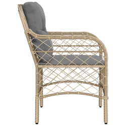 Krzesła ogrodowe z poduszkami, 2 szt., mieszany beż, rattan PE
