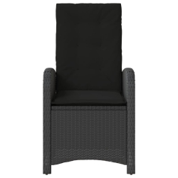 Rozkładane krzesła ogrodowe, 2 szt, poduszki, czarne, rattan PE