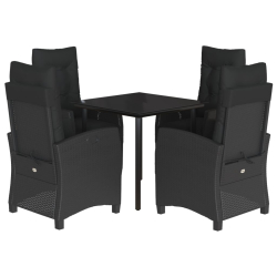 5-cz. zestaw mebli ogrodowych z poduszkami, czarny, polirattan