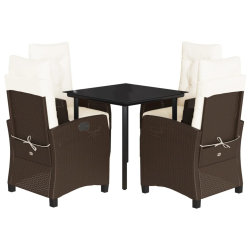 5-cz. zestaw mebli ogrodowych z poduszkami, brązowy, polirattan