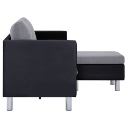 3-osobowa sofa z poduszkami, czarna, sztuczna skóra