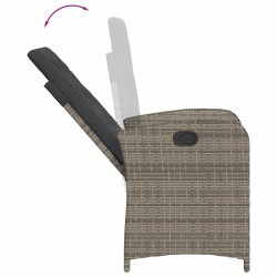 3-cz. zestaw mebli bistro z poduszkami, szary, polirattan