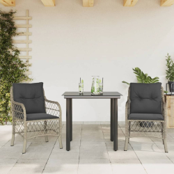 3-cz. zestaw mebli bistro z poduszkami, jasnoszary, polirattan