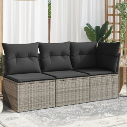 3-osobowa sofa ogrodowa z poduszkami, szara, polirattan