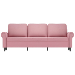 Sofa 3-osobowa, różowa, 180 cm, obita aksamitem