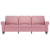 Sofa 3-osobowa, różowa, 180 cm, obita aksamitem