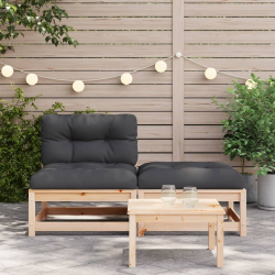 Ogrodowa sofa bez podłokietników, z poduszkami i podnóżkiem