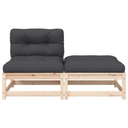 Ogrodowa sofa bez podłokietników, z poduszkami i podnóżkiem
