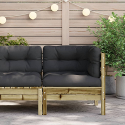 Ogrodowa sofa narożna z poduszkami, impregnowane drewno sosnowe