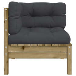 Ogrodowa sofa narożna z poduszkami, impregnowane drewno sosnowe