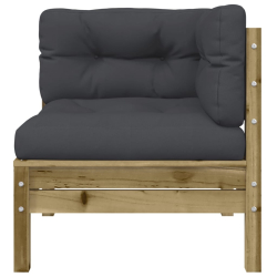 Ogrodowa sofa narożna z poduszkami, impregnowane drewno sosnowe