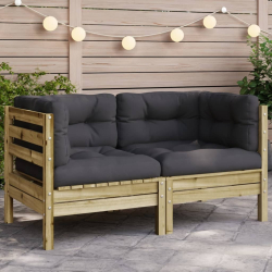 Ogrodowa sofa narożna z poduszkami, impregnowane drewno sosnowe