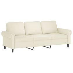Sofa 3-osobowa, kremowy, 180 cm, tapicerowana aksamitem