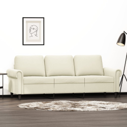 Sofa 3-osobowa, kremowy, 180 cm, tapicerowana aksamitem