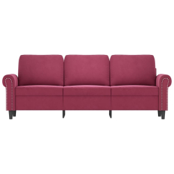 Sofa 3-osobowa, winna czerwień, 180 cm, obita aksamitem