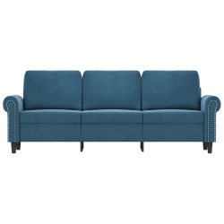 Sofa 3-osobowa, niebieski, 180 cm, tapicerowana aksamitem