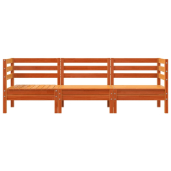 Ogrodowa sofa 3-osobowa, woskowy brąz, lite drewno sosnowe