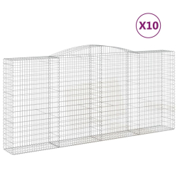 Kosze gabionowe, 10 szt, 400x50x180/200cm, galwanizowane żelazo
