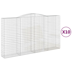 Kosze gabionowe, 10 szt, 400x50x220/240cm, galwanizowane żelazo