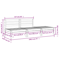 Ogrodowa sofa 3-osobowa, woskowy brąz, lite drewno sosnowe