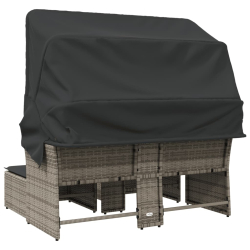 2-os. sofa ogrodowa z daszkiem i podnóżkami, szara, rattan PE