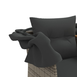 2-os. sofa ogrodowa z daszkiem i podnóżkami, szara, rattan PE