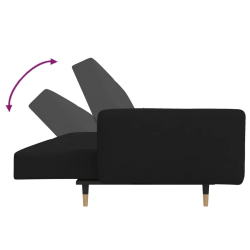 2-osobowa kanapa, 2 poduszki, czarna, aksamitna