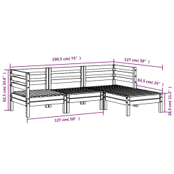 Ogrodowa sofa 3-osobowa z podnóżkiem, biała, drewno sosnowe