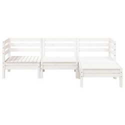 Ogrodowa sofa 3-osobowa z podnóżkiem, biała, drewno sosnowe