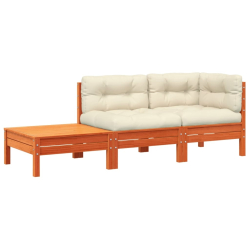 Sofa ogrodowa z poduszkami i podnóżkiem, lite drewno sosnowe