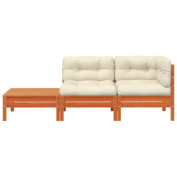 Sofa ogrodowa z poduszkami i podnóżkiem, lite drewno sosnowe
