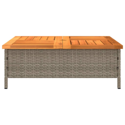 Stolik ogrodowy, szary, 70x70x25 cm, rattan i drewno akacjowe