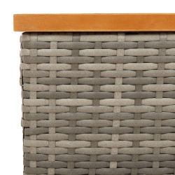 Stolik ogrodowy, szary, 70x70x25 cm, rattan i drewno akacjowe