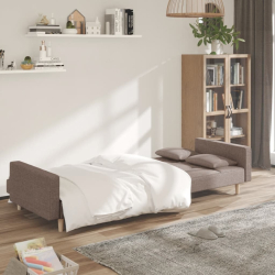 2-osobowa kanapa, 2 poduszki, kolor taupe, tapicerowana tkaniną