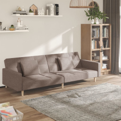 2-osobowa kanapa, 2 poduszki, kolor taupe, tapicerowana tkaniną