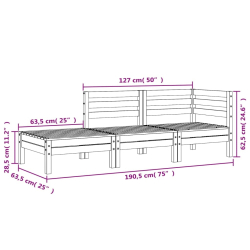Ogrodowa sofa 3-osobowa, woskowy brąz, lite drewno sosnowe