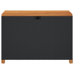 Skrzynia ogrodowa, czarna, 110x55x63 cm, polirattan i akacja