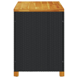 Skrzynia ogrodowa, czarna, 110x55x63 cm, polirattan i akacja