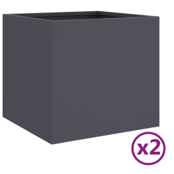 Donice, 2 szt., antracyt, 32x30x29 cm, stal walcowana na zimno